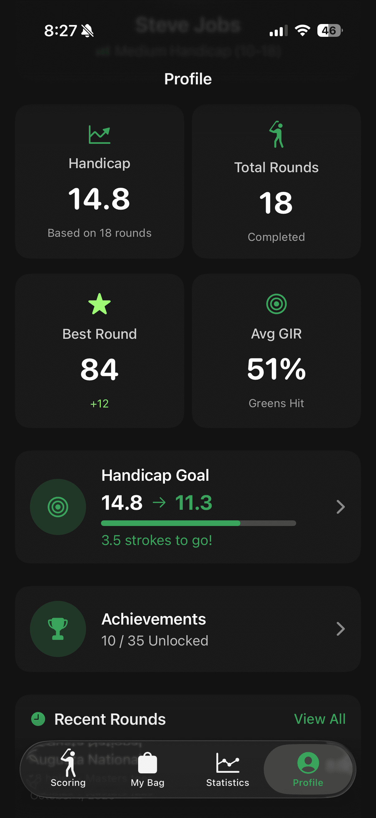 Handicap Goal Tracking